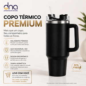 Copo Térmico com Tampa em Acrílico e Canudo - 1200ml - Preto