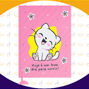 Caderneta para Anotações com Pompom 20x14cm - Hoje é um bom dia para Sorrir