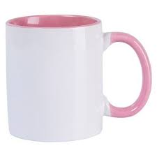 Caneca Cerâmica 325ml com Alça e Interior Colorido Rosa JKB
