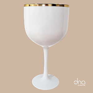 Taça Gin Branca com Borda Dourada 500ml