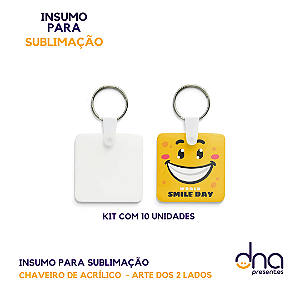 Chaveiro Acrílico para Foto 4x4cm - Kit com 10 unidades