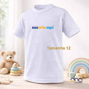 Camiseta Personalizada Branca Infantil Poliéster - Tamanho 12
