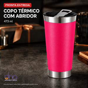 Copo Térmico com Abridor 473ml - Cor Rosa Pink