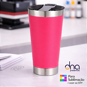 Copo Térmico com Abridor 473ml - Cor Rosa Pink
