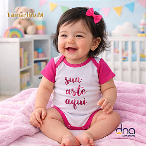 Body Baby Manga Curta Pink - Tamanho M - Sua Arte Aqui