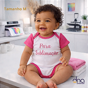 Body Baby Manga Curta Rosa - Tamanho M - Para Sublimação