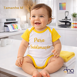 Body Baby Manga Curta Amarelo - Tamanho M - Para Sublimação