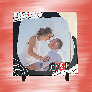Azulejo Personalizado 15x15 - Foto / Love Preto