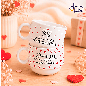 Xícara Personalizada - Feliz dia dos namorados, Deus fez nosso encontro acontecer
