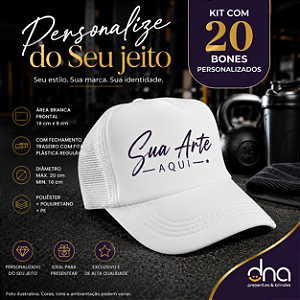 Bone Truker Branco - 20 unidades - Sua Arte Aqui