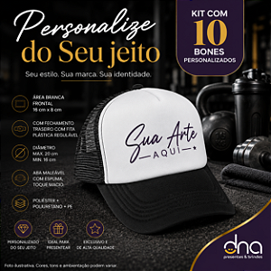 Bone Truker Preto - 10 unidades - Sua Arte Aqui