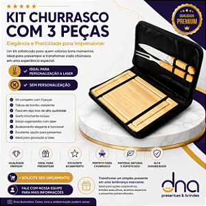 Kit Churrasco 3 Peças com Maletinha - Sem Personalização
