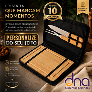 Kit Churrasco 3 Peças com Maletinha - 10 unidades - Sua Arte Aqui
