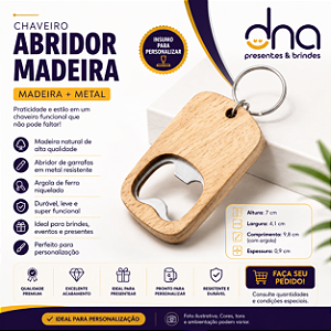 Chaveiro Abridor de Madeira - Sem Personalização