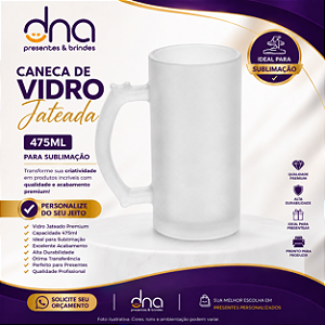 Caneca de Vidro 475ml Jateada - Para Sublimação
