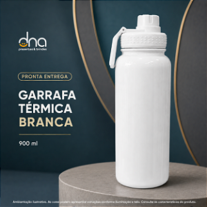 Garrafas Térmica com Tampa Emborrachada 900ml - Branca