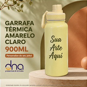 Garrafas Térmica com Tampa Emborrachada 900ml - Amarela - Sua Arte Aqui