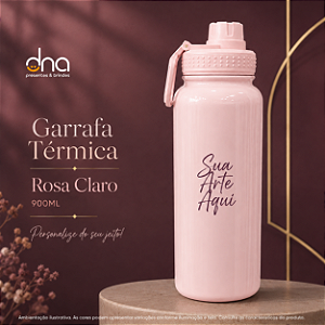 Garrafas Térmica com Tampa Emborrachada 900ml - Rosa - Sua Arte Aqui