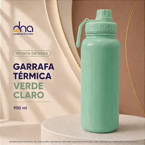 Garrafas Térmica com Tampa Emborrachada 900ml - Verde Claro