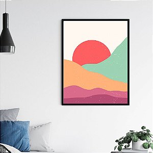 Quadro Decorativo Abstrato Por do Sol na Montanha