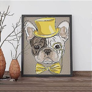Quadro Decorativo Animais Dog de Chápeu