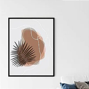 Quadro Decorativo Escandinavo Flor e Pedras Abstratas