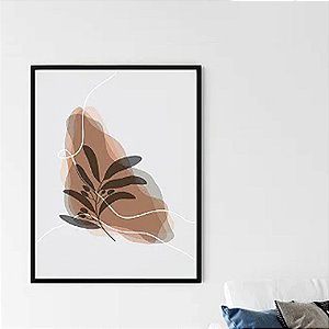 Quadro Decorativo Escandinavo Flor Pedras e Linhas