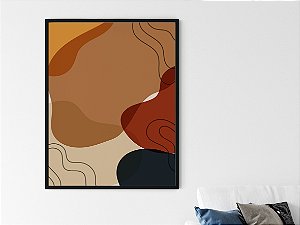 Quadro Decorativo Escandinavo Elementos Abstratos da Terra e Linhas