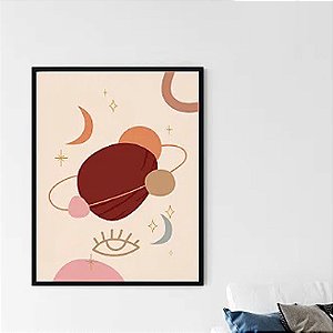 Quadro Decorativo Escandinavo Cactos e Luas