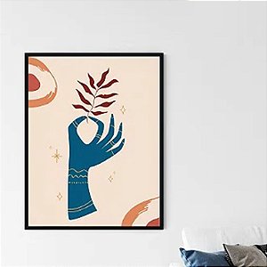 Quadro Decorativo Escandinavo Mão e Flor