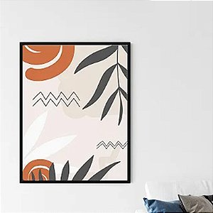 Quadro Decorativo Escandinavo Folhagem e Elementos