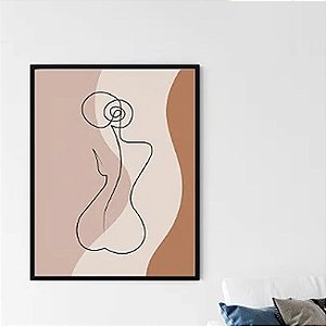 Quadro Decorativo Escandinavo Linha de Mulher e Curvas