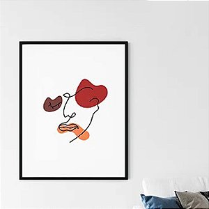 Quadro Decorativo Escandinavo Rosto em Linhas