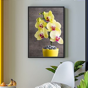 Quadro Decorativo Vaso e Flor Amarela