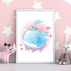 Quadro Decorativo Infantil Baleia De Paraqueda