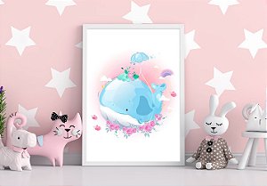 Quadro Decorativo Infantil Baleia De Paraqueda