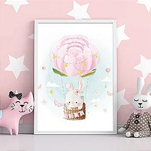 Quadro Decorativo Infantil Coelho e o Passeio De Balão