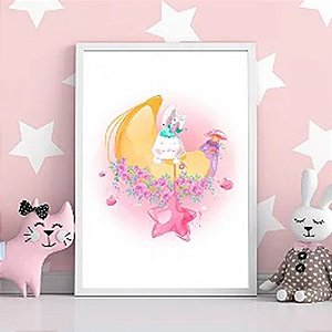Quadro Decorativo Infantil Coelinha Na Lua