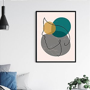 Quadro Decorativo Abstrato Rosto em Linhas