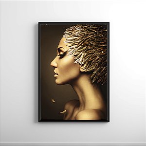 Quadro Decorativo Artístico Mulher com Penas