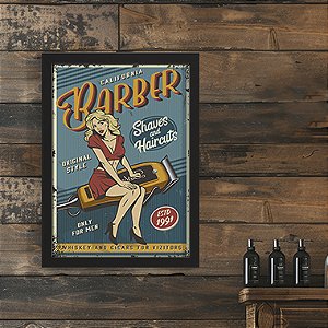 Quadro Decorativo Barbearia Mulher Vintage