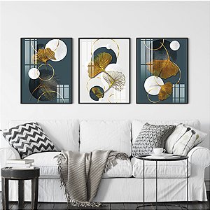 Quadro Decorativo Escandinavo Trio Folhas