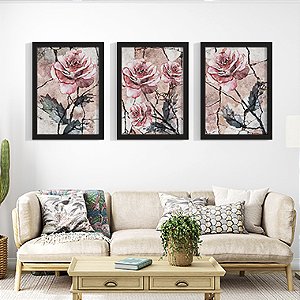 Quadro Decorativo Floral Trio Rosas