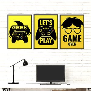 Quadro Decorativo Geek Trio Gamer Yellow