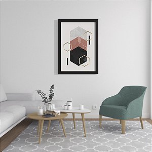 Quadro Decorativo Geométrico Rosé Gold
