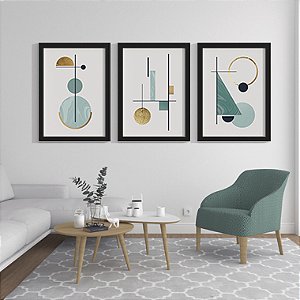 Quadro Decorativo Geométrico Trio Linhas e Formas