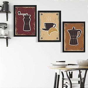 Quadro Decorativo Gourmet Trio Coffe Black