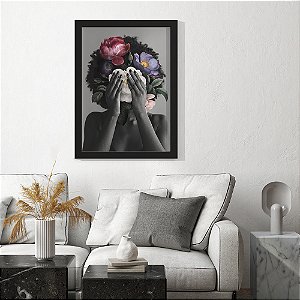 Quadro Decorativo Womens Face Flowers
