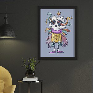 Quadro Decorativo Street Art Cat Skull
