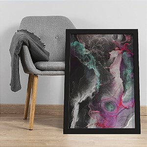 Quadro Decorativo Alcohol Ink Green Black Pink